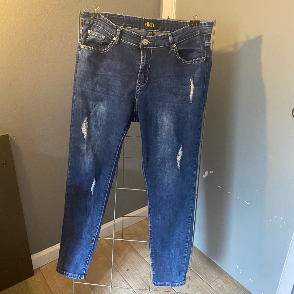 Jeans from dkin‎ Size 16W Distressed Straight Leg Cute with tight roll cuff